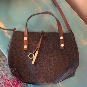 Calvin Klein Dark Brown Monogram Shoulder Bag